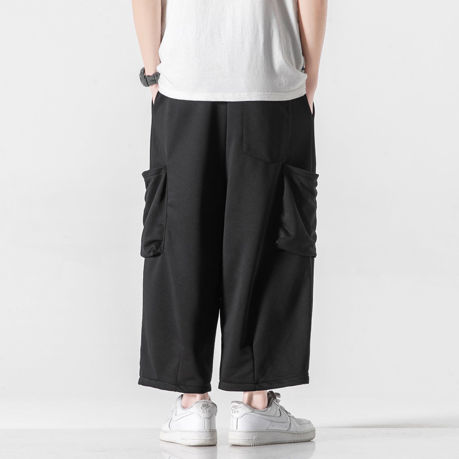 Japanese Wide-Leg Cargo Sweatpants