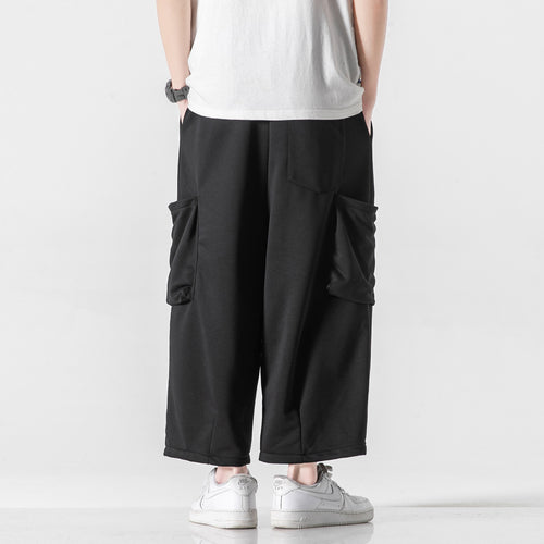 Japanese Wide-Leg Cargo Sweatpants
