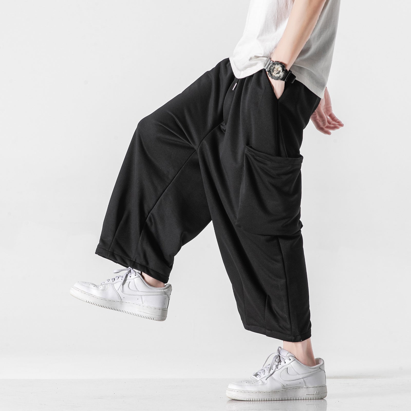 Japanese Wide-Leg Cargo Sweatpants