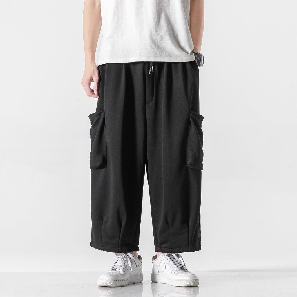 Japanese Wide-Leg Cargo Sweatpants
